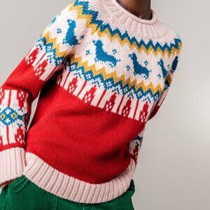 Rachel Antonoff Oscar Fair Isle dachshund dog Sweater size S EUC